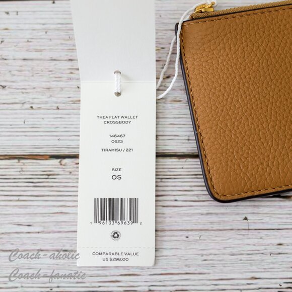 NWT Tory Burch Thea Small Pebble Leather Flat Wallet Crossbody in Tiramisu - Picture 5 of 14